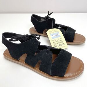 NWOB Toms Women’s Calipso Black Suede Lace Up Slingback Sandals Size 8